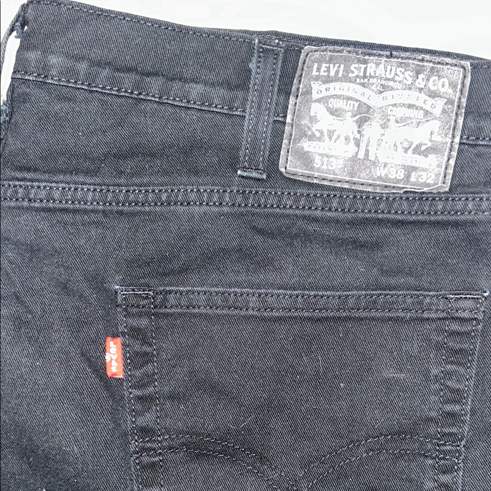 Levi's Men's Dark Black Straight Jeans - Picture 2 of 7